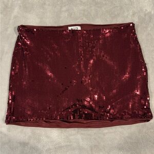 Garage Burgundy Sequin Mini Skort